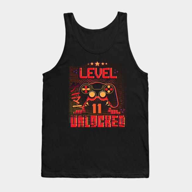 11 Year Old Level 11 Unlocked Video Gamer 11th Birthday Tank Top by vintage3